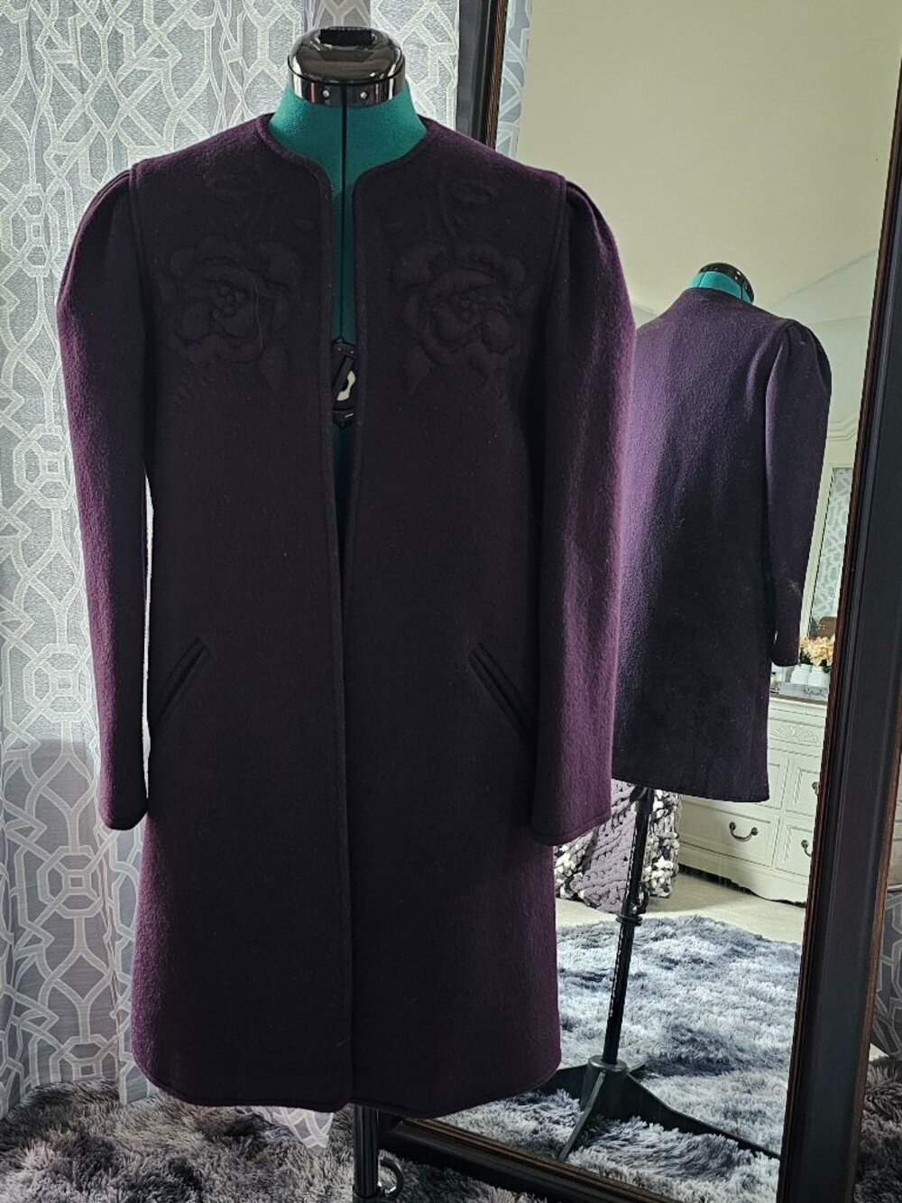 Albert Nipon Collectibles Deep Purple Wool Coat, 70s/80s Union Made, Size M